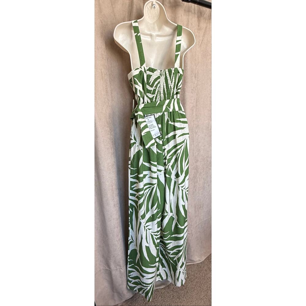 Adrianna Papell Green Ivory Palm Print Wide Leg Jumpsuit 12 NWT - Picture 14 of 16